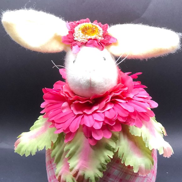 FLORAL RABBIT BUNNY Adorable Plush Bean Base Adjustable Wire Ears Easter Gift - Picture 7 of 15